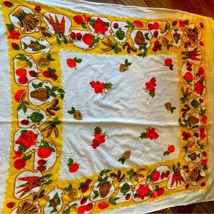 Vintage Terry cloth vegetable print table cloth
